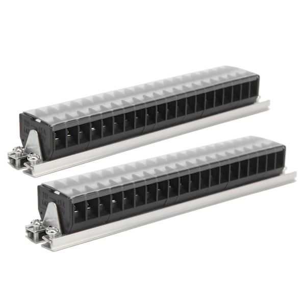 2stk Dual Row Terminal Strip 660V 15A 10 Posisjoner Terminal Barrier Strip med deksel T1520