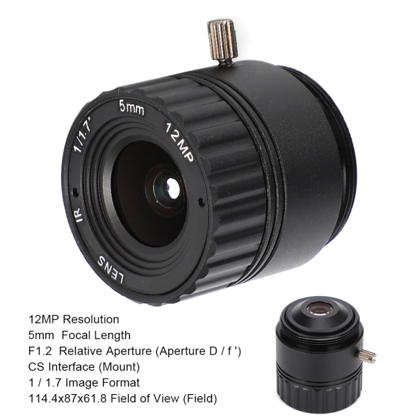 5 mm 12 MP HD F1.2 1/1.7 CS-fäste fast CCTV-kameraobjektiv