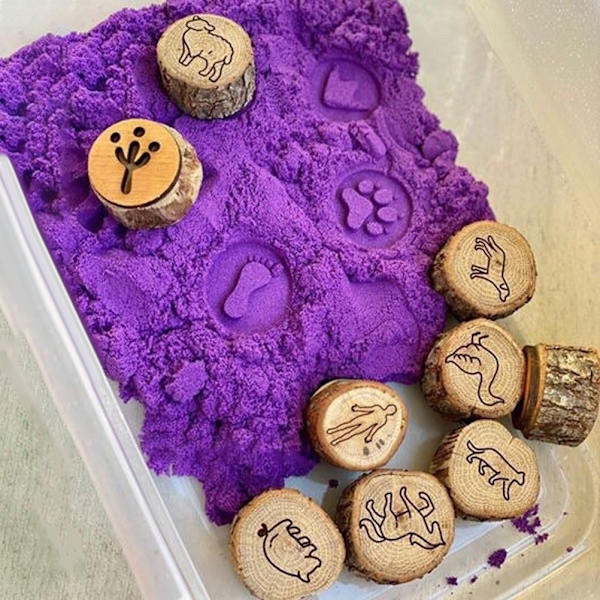 9 kappaletta puinen eläinten jäljet Playdoh leimasimet eläinten jäljet