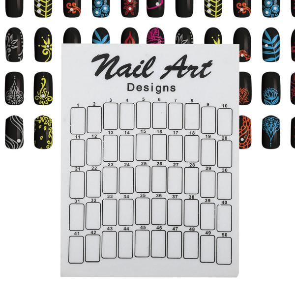 Nail Art False Tips Display Board - 50 kpl valkoinen kynsilakka paletti geelilakan värikorttiin