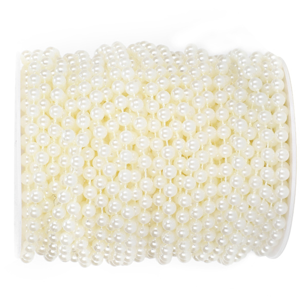 Faux Pearl Bead Garland String Round DIY Dekoration Craft Clothing Accessories 6mm 25Meter/RolleBeige