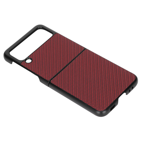 Fällbart skal i kolfibermönster för Samsung Galaxy Z Flip 3, skyddande fodral, rött