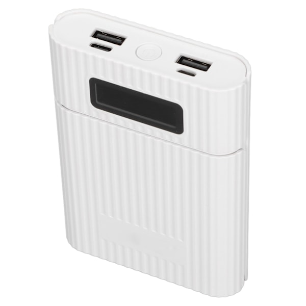 M09B 4x18650 Batterilagringsbox Micro Typ C Ingångsport Bärbar DIY Power Bank Kit Vit