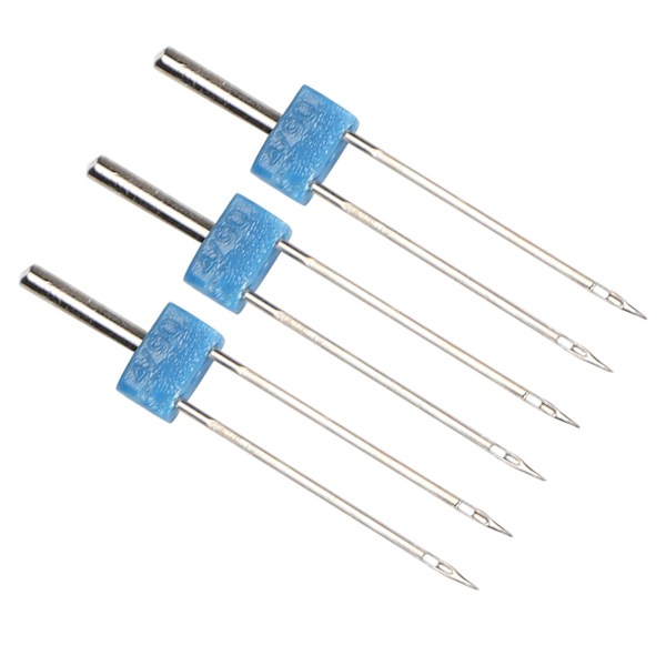 3 stk. dobbelte nåle i rustfrit stål til syning og hækling af sting - 4 mm - 3 stk./pose