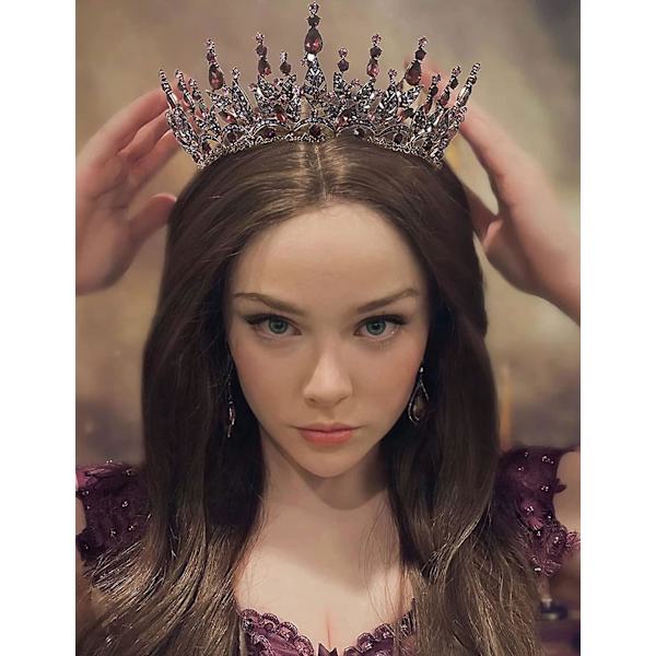 Mörk Lila Gotisk Drottningkrona Tiara för Kvinnor - Rhinestone Bröllop, Fest, Bal, Halloween Håraccessoar