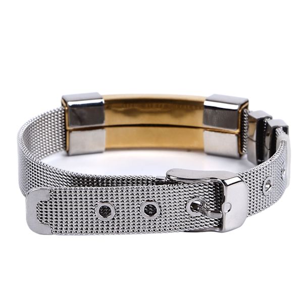 Herr Stål Mesh Spänne Armband Rostfritt Stål Justerbar Randigt Armband Mode Smycken Vertikal Randig