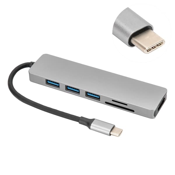 6 i 1 Type-C til HD Multimedia Interface Hub Adapter Konverter USB3.0 Video Audio Interface
