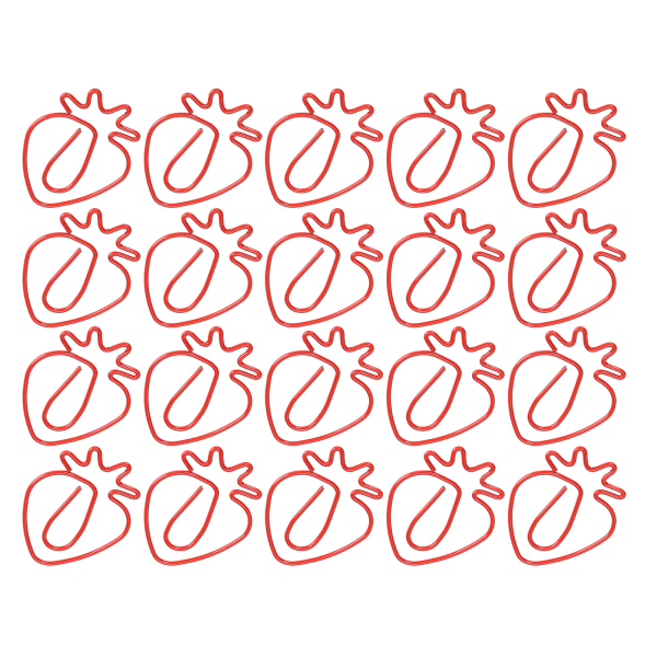 20 stk papirclips Søde røde jordbær form bogmærke klip Sjove kontorartikler