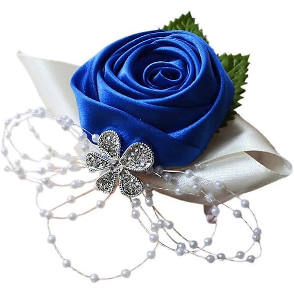 1 stk. Bryllup Brudepige Brud Håndleds Corsage Dekorativ Håndblomst, Mørkeblå