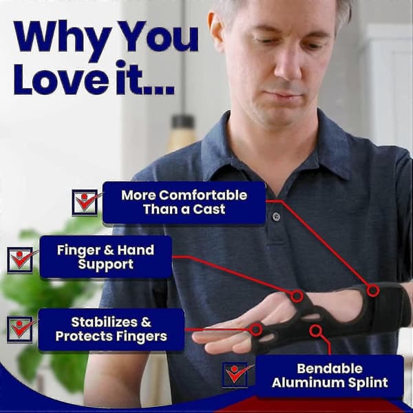 Metacarpal Left - Small/Medium Finger Splint Hand Brace Pinky Support for Boxer Fractures, Broken Ring, Pinky Finger Cast, Trigger Finger Immobilization
