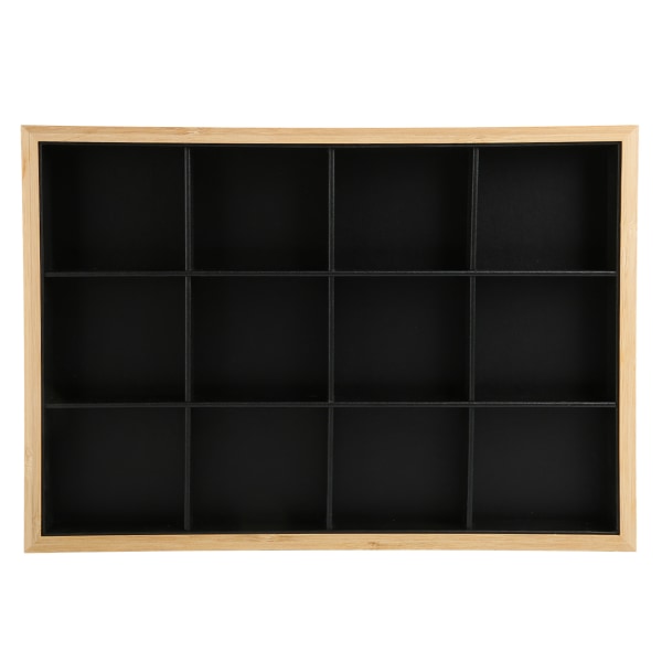 12 Grids smykkebrett Organizer PU skinn svart smykkevisningsbrett for kvinner jente