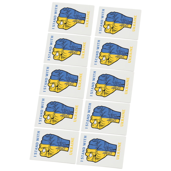 10 kpl PVC-tarraa I Stand with Ukraine -tarra Nystymuoto 8x6cm sisä- ja ulkokoristeluun