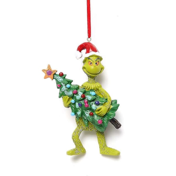 Julepynt Grinch Resin Træ Hængende Dekorationer 2 Stykker Grøn