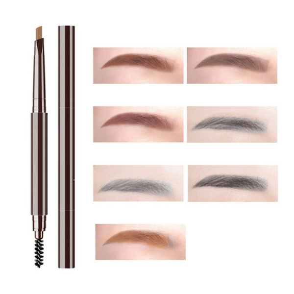 Makeup Dobbelthoved Automatisk øjenbrynsblyant Naturlig øjenbrynsblyant Vandtæt, holdbar øjenbrynspen med øjenbrynsbørste A A