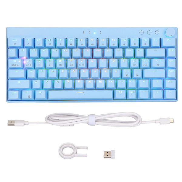 Blue Mechanical Keyboard 82 Key Three Mode Keyboard with RGB Compatible for Windows for IOS for AndroidBrown Switch