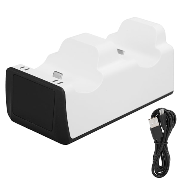 Dubbel laddningskontrollstativ skrivbordsladdare för PS5 spelkonsol joystick med LED-ljus vit