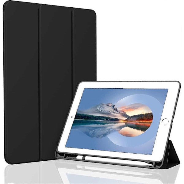 Svart, skyddande fodral för iPad10.2/iPad10.5/iPad9/iPadAri3, tunt och mjukt trefaldigt stativ Smart Case, automatisk Sleep/Wake Up-fodral med pennhållare