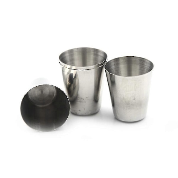 Nytt 4 stk Camping / Reise Rustfritt Stål Shotglass Sett