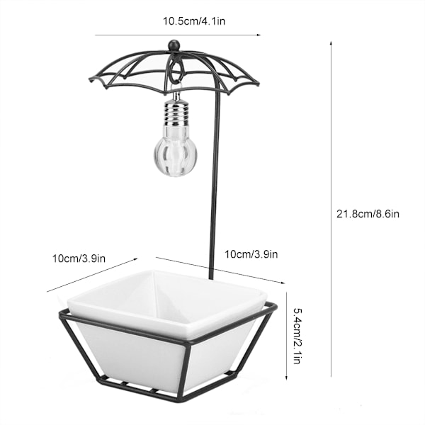 Yksinkertainen sateenvarjon muotoinen keraaminen kasvi- ja kukkaruukun pidike, jossa on lamppu, kodin, toimiston ja puutarhan sisustus (valkoinen-musta)