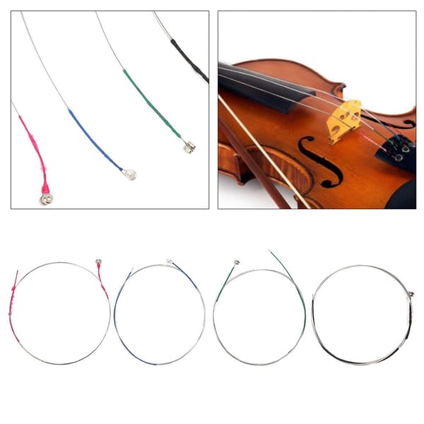 4 st Violinsträngar Set Silver Rostfritt Stål Musikinstrument Tillbehör för 4/4
