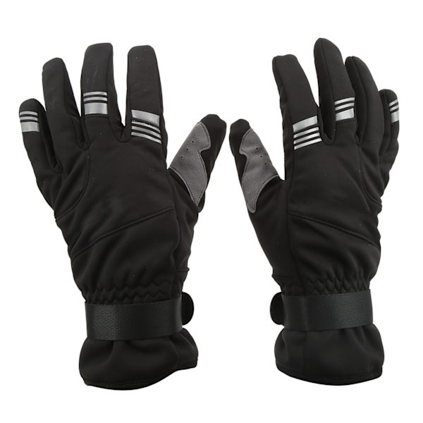 S089 Cykelhandsker Touchscreen Vindtætte Termohandsker Vinter Skihandsker Fuld Finger Sort L