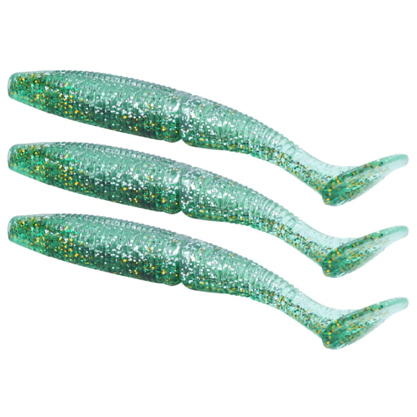 AR50 3PCS Double Color T Tail 120mm 10,5g Pehmeä Worm Keinotekoinen syötti Vieheet kalastusvälineet # 3 Vert Argent