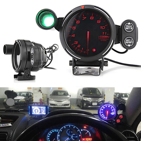 12 V 80mm 3,75 tum varvräknare modifierad LED 11000 RPM hastighetsmätare kit rött ljus