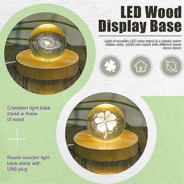 8 stk. Træ LED Display Base Belyst Base til Krystal Kunst Træ Display Belyst Base til Glas Kunst LED Belyst Base
