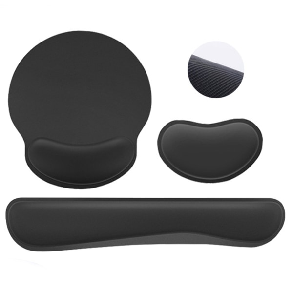 3 stk datamaskin håndleddsstøttesett Ergonomisk design bordmattesett med gummibunn for arbeidere spillere forfattere