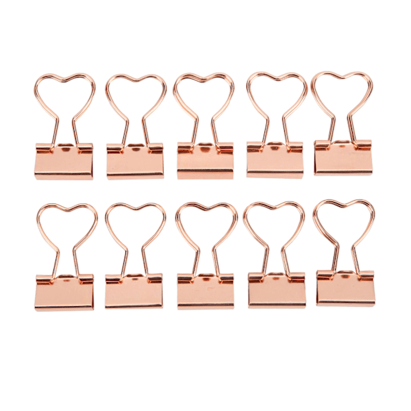 10 st Bindeklippar Kärleksform Roséguld Klämkraft Tätt Manganstålplåt Material Pappersklämmor