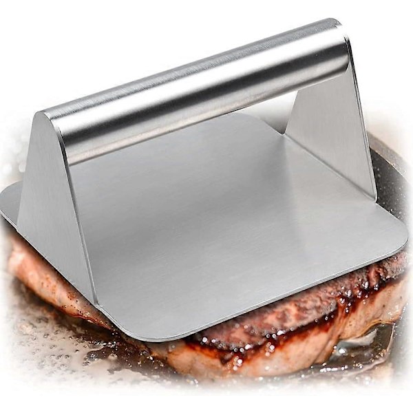 Hamburgerpress i rostfritt stål, non-stick hamburgerpress för grillning, professionell plattbäcksbakning