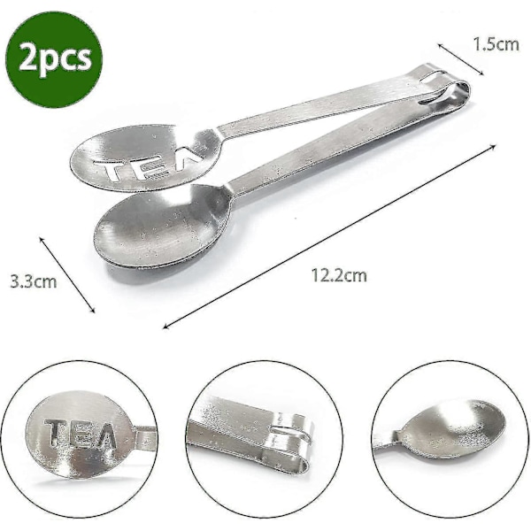 Tepåsepressare, Tepåsepressare Tång Tepåssil Tepåsetång Tepåsked Mini Sockerklämma Kök Bar Isbitar Verktyg Rostfritt stål silver (2 st)