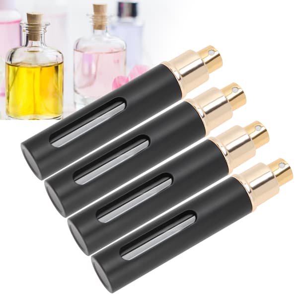 4 stk. 10 ml parfumeflaske bærbar tom genopfyldelig presseparfumeflaske sæt sort
