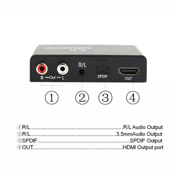 1x1 4K 60Hz HDMI 2.0 Audio Extractor Digital Optisk Splitter YUV4:4:4 HDR (110-240V) EU