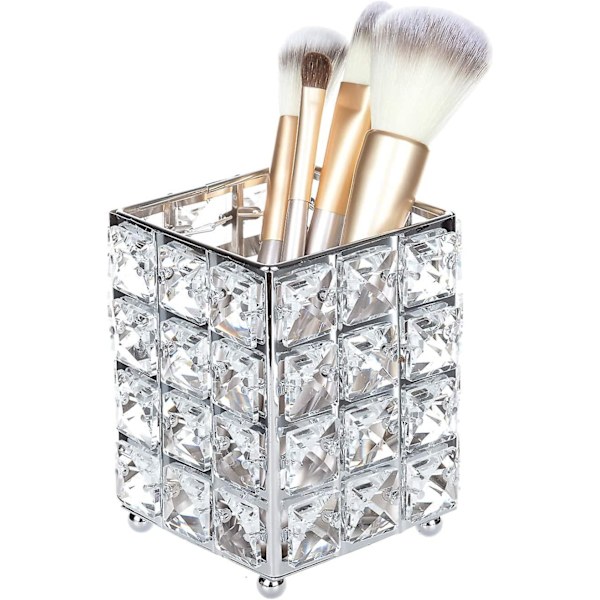 Silver Crystal Makeup Brush Holder