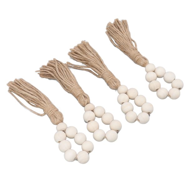 Serviettring dekorativ elegant treperler bordserviettholder med dusker til fest bryllup hjem 4 stk