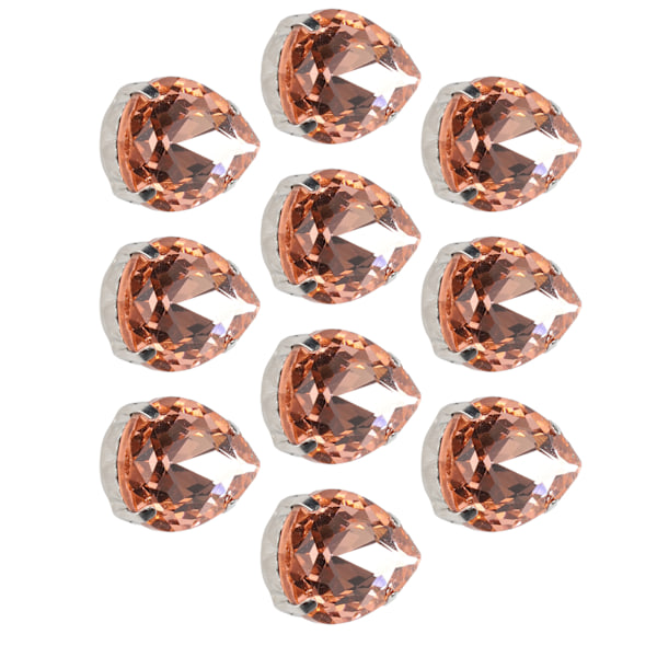 10 st sy på strass kristaller glänsande knappar dekoration för DIY hantverk kläder skor väskor (0,71 x 0,75 tum rosa droppformad)