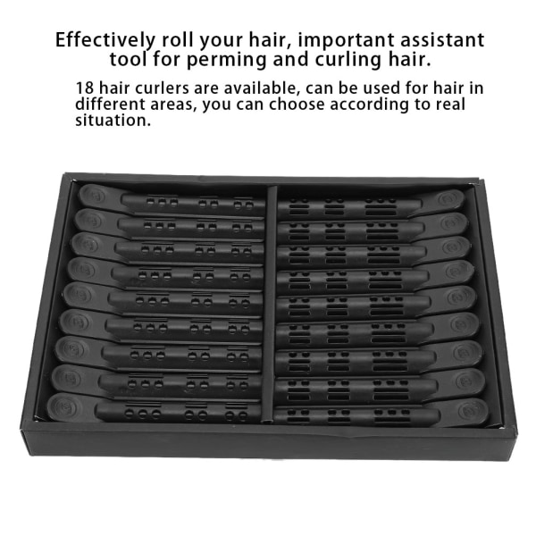 18 stk Professionel Perming Hair Roller Husholdnings-DIY Bølget krøllet hår Curler Styling Tool Black