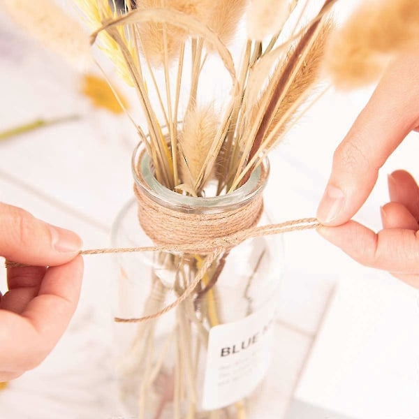 2 st Naturlig Jute Snöre, 100 meter Snöre för DIY Konst och Hantverk, Trädgårdsarbete, Presentinslagning, Förpackningsmaterial (Naturbrun)
