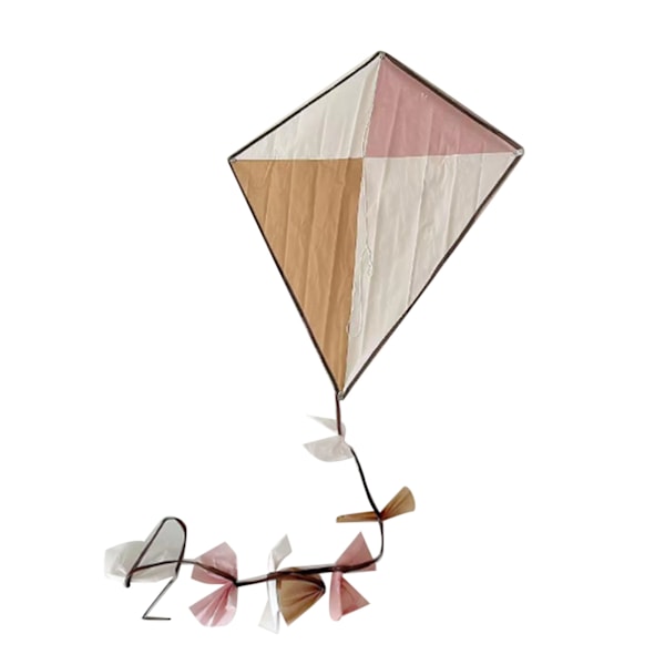 Enkelhjulig drake 3D-klippning Enkel montering Vintage Enkel diamantdrake för barn Vuxna Nybörjare Rosa och kaffe