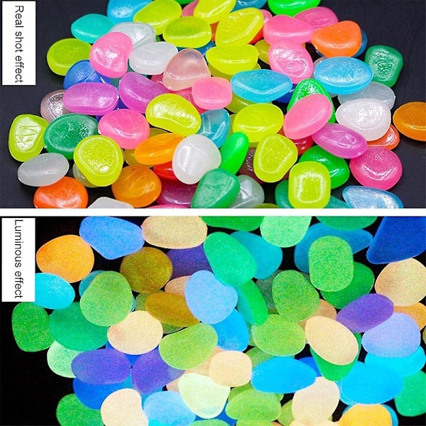 Luminous Glow Stones 90 stk. Dekorative Sten til Akvarier, Haver, Gangstier, Pools og Badeværelser