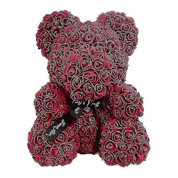 Dropshipping 40cm Rosebjørn Hjerte Kunstig Blomst Rose Teddybjørn For Kvinner Valentinsdag Bryllup Bursdag Julegave Mintpink 25CM