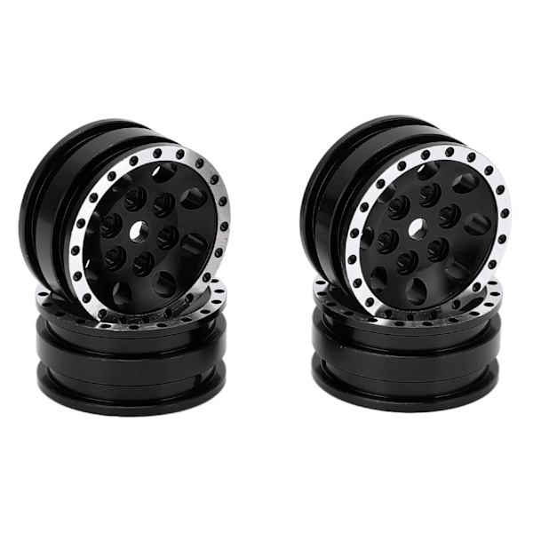 4 st metall 8 runda hål fälgnav fälgar för Axial SCX24 1/24 fjärrkontroll klättring bil svart