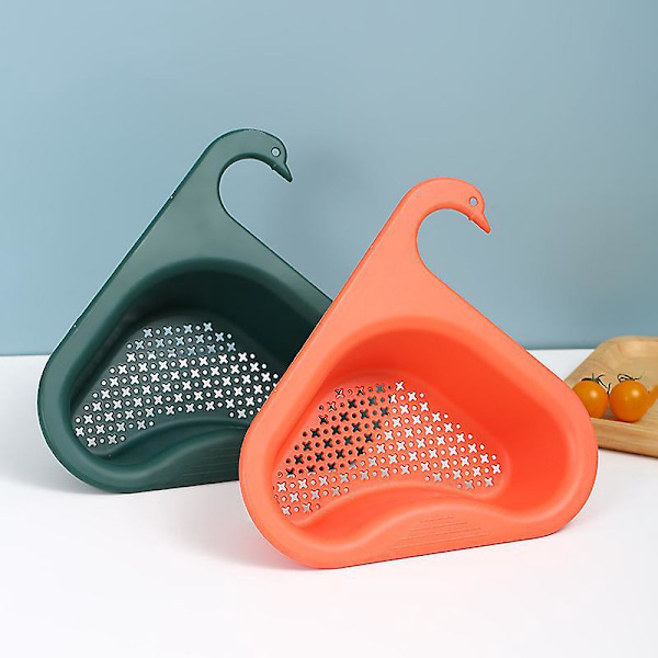 Förtjockat Triangel Diskställ, Svanformad Diskbänksil, Köksavlopp Förvaringsställ för Frukt, Grönsaker, Skräp, Rester (Orange)