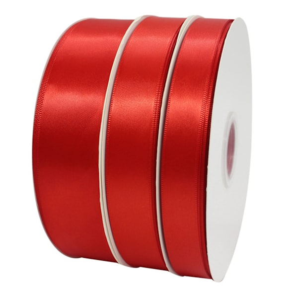 Presentförpackningsband 99,5yd Längd 1,0in Bredd Flexibel Polyester Röd Satängband för Dekoration DIY Hantverk