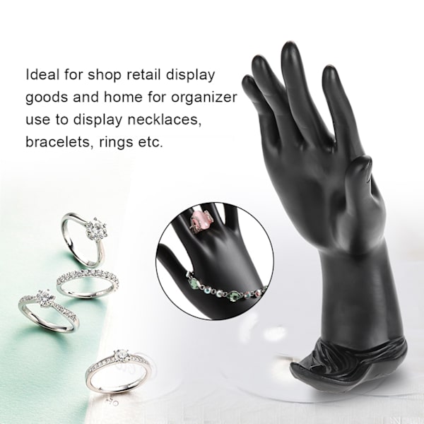Harts skyltdocka Hand Finger Smycken Ring Armband Display Hållare Rack (Hartssvart)