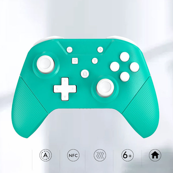 Bluetooth Gamepad NFC Somatosensorisk Dobbelt Motor Vibration Trådløs Game Controller med 3D Joystick til Switch Turkis Grøn