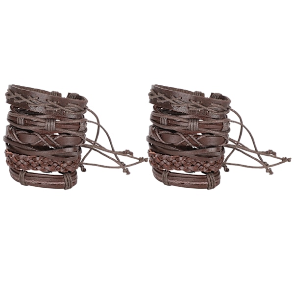 2 set retro flätade armband handledsband ko split läder handgjord dekoration för man