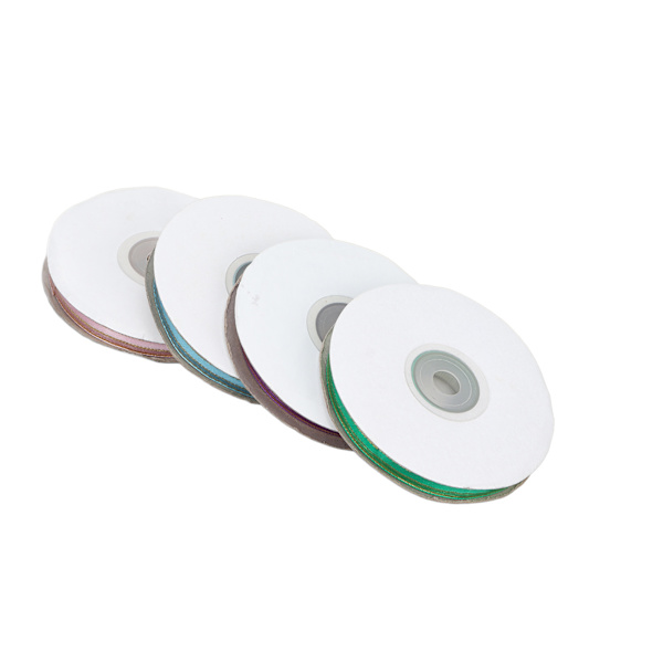 4 stk. 9 mm bredt transparent satinbånd i farverigt polyester chiffon til gaveindpakning