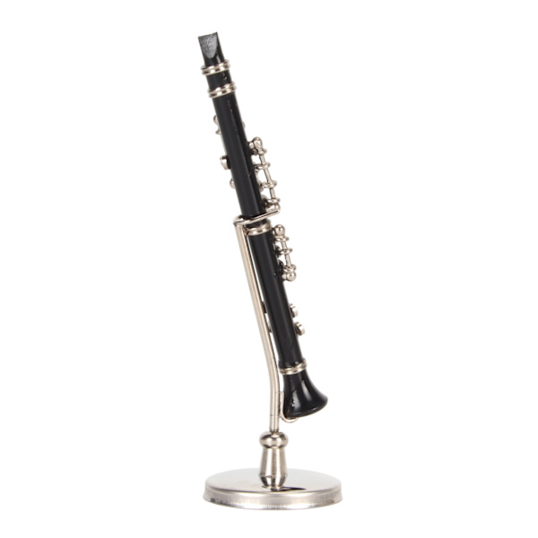 Miniature Klarinet Model med Stativ og Etui Musikinstrumenter Klarinet Model Display til Skrivebordsdekoration 3,15in